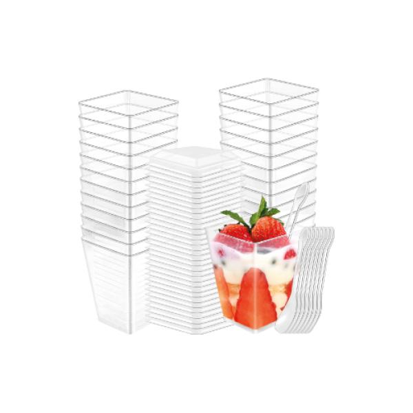 Square Crystal Cheese Cake Cup and Clear Lid